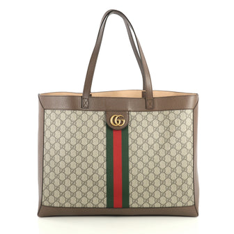 Gucci Ophidia Soft Open Tote GG Coated Canvas East West Brown 4462201