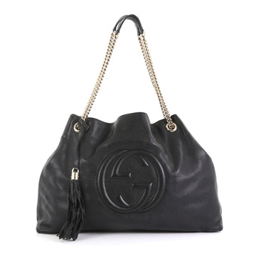 Gucci Soho Chain Strap Shoulder Bag Leather Large Black 446231