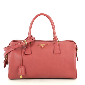 Prada Lux Convertible Boston Bag Saffiano Leather Medium Pink 446241