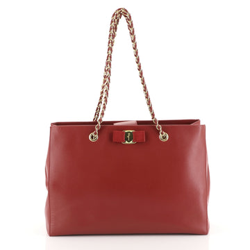 Salvatore Ferragamo Melike Tote Saffiano Leather Medium Red 446403