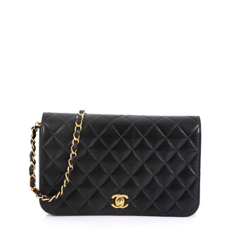 Chanel Vintage Full Flap Bag Quilted Lambskin Medium Black 446551