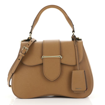 Prada Sidonie Top Handle Bag Saffiano Leather Large Brown 446596