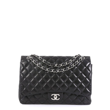 Chanel Classic Double Flap Bag Quilted Lambskin Maxi Black 446611