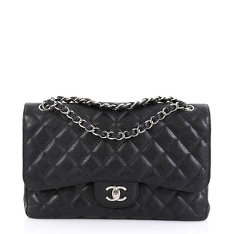 Chanel Classic Double Flap Bag Quilted Caviar Jumbo Black 446614