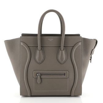 Celine Luggage Handbag Grainy Leather Mini Gray 4466712