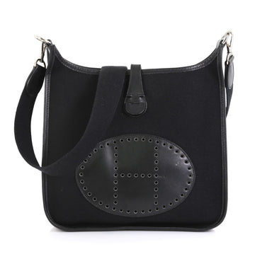 Hermes Evelyne Crossbody Gen I Toile and Leather PM Black 4466718