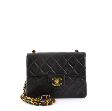 Chanel Vintage Square Classic Single Flap Bag Quilted Lambskin Mini Black 4466744