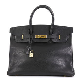 Hermes Birkin Handbag Black Ardennes with Gold Hardware 35 Black 4466746