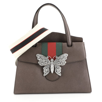 Gucci Totem Top Handle Bag Leather Medium Brown 4466751