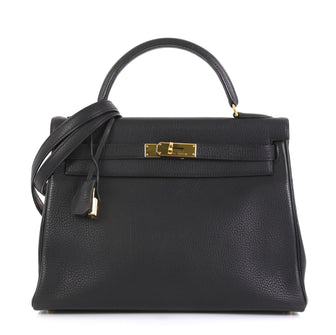 Hermes Kelly Handbag Black Togo with Gold Hardware 32 Black 4466752