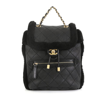 Chanel Paris-Hamburg Flap Backpack Quilted Lambskin and Shearling Black 4466755