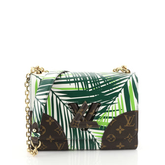 Louis Vuitton Twist Handbag Limited Edition Palm Print Leather with Monogram Canvas MM