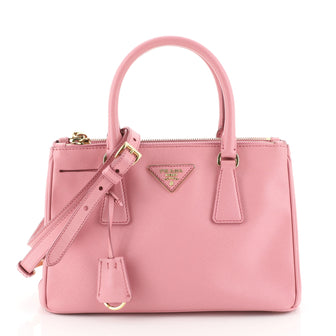 Prada Galleria Double Zip Tote Saffiano Leather Small Pink 4466762