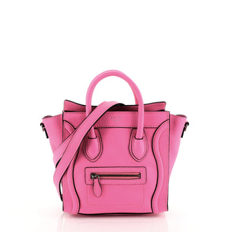 Celine Luggage Handbag Grainy Leather Nano Pink 4466763