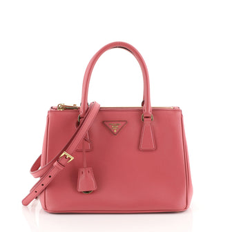 Prada Galleria Double Zip Tote Saffiano Leather Medium Pink 4466777