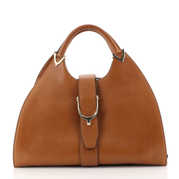 Gucci Stirrup Top Handle Bag Leather Large Brown 446683