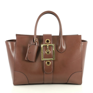 Gucci Lady Buckle Top Handle Bag Leather Large Brown 446684