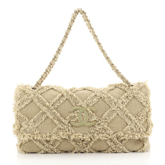 Chanel Nature Flap Bag Quilted Tweed Jumbo Neutral 446712