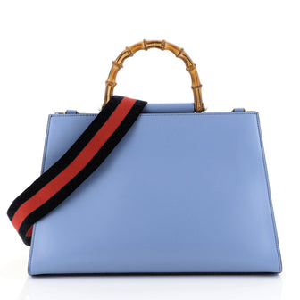 Gucci Nymphaea Top Handle Bag Leather Medium Blue 4467212