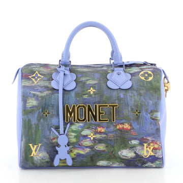 Louis Vuitton Speedy Handbag Limited Edition Jeff Koons Monet Print Canvas 30 Blue 4467216