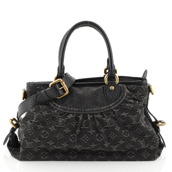 Louis Vuitton Neo Cabby Handbag Denim MM Black 4467217