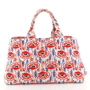 Prada Canapa Tote Printed Canvas Large White 4467219
