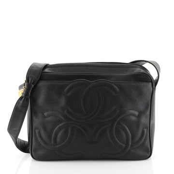 Chanel Vintage Triple CC Camera Shoulder Bag Caviar Medium Black 446728