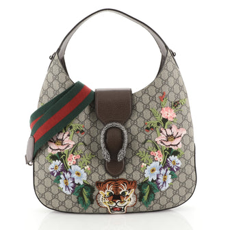 Gucci Dionysus Hobo Embroidered GG Coated Canvas Medium Brown 446729