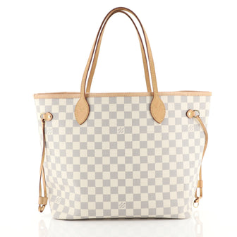 Louis Vuitton Neverfull NM Tote Damier MM White 446731