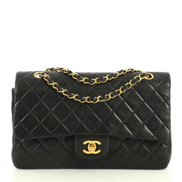 Chanel Vintage Classic Double Flap Bag Quilted Lambskin Medium Black 4469612
