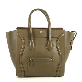Celine Luggage Handbag Smooth Leather Mini Green 4469615