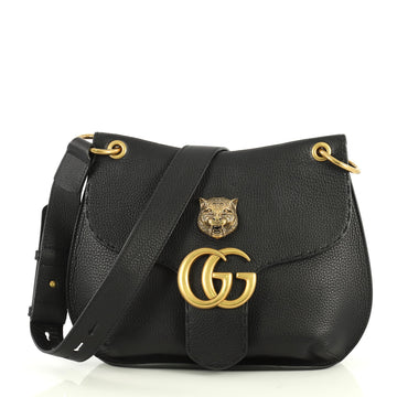 Gucci GG Marmont Animalier Shoulder Bag Leather Medium Black 4469618