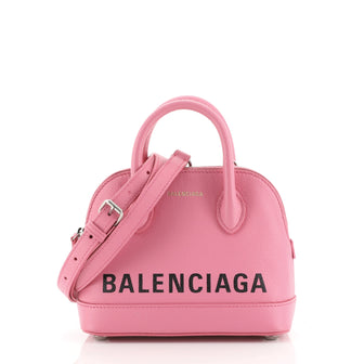 Balenciaga Logo Ville Bag Leather XXS Pink 446962