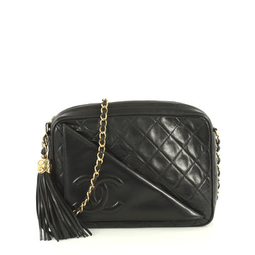 Chanel Vintage Front Pocket Camera Bag Quilted Lambskin Medium Black 446966