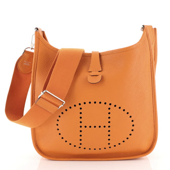 Hermes Evelyne Crossbody Gen III Clemence PM Orange 446981