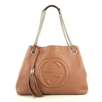 Gucci Soho Chain Strap Shoulder Bag Leather Medium Brown 447015