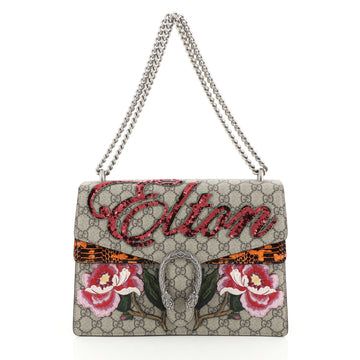 Gucci Dionysus Bag Embroidered GG Coated Canvas with Python Medium Brown 447221