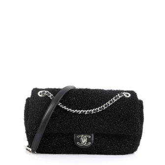 Chanel CC Chain Flap Bag Quilted Knit Pluto Glitter Medium