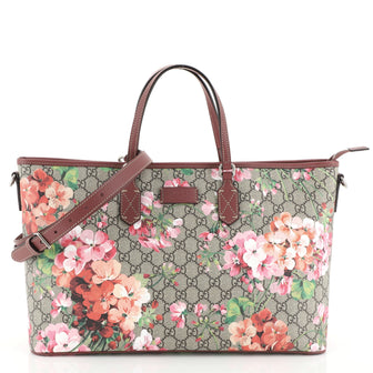 Gucci Convertible Zip Tote Blooms Print GG Coated Canvas Large