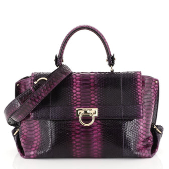Salvatore Ferragamo Sofia Satchel Python Large Purple 447261