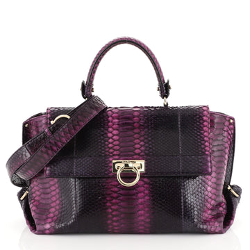 Salvatore Ferragamo Sofia Satchel Python Large Purple 447261