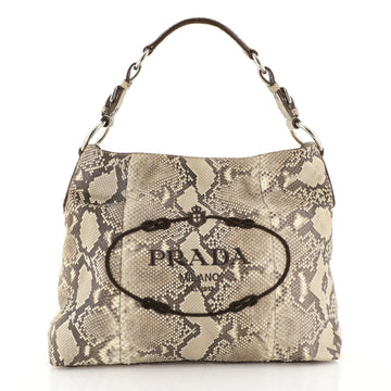 Prada Logo Sacca Hobo Python Brown 447502