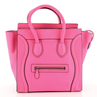Celine Luggage Handbag Grainy Leather Mini Pink 447511