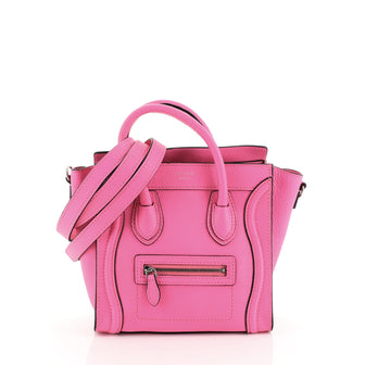 Celine Luggage Handbag Grainy Leather Nano Pink 447512