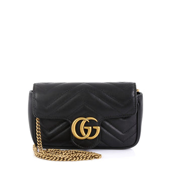 Gucci GG Marmont Flap Bag Matelasse Leather Super Mini Black 447551