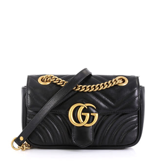 Gucci GG Marmont Flap Bag Matelasse Leather Mini Black 447552