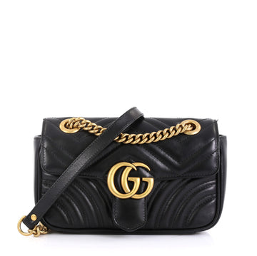 Gucci GG Marmont Flap Bag Matelasse Leather Mini Black 447552