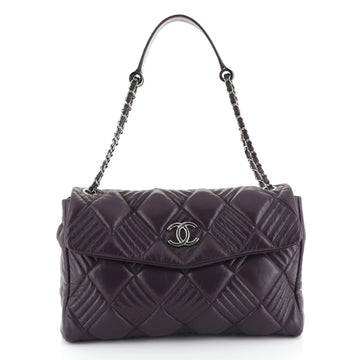 Chanel In and Out Flap Bag Quilted Lambskin Maxi Purple 447621