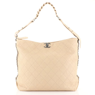 Chanel Braided With Style Hobo Quilted Grained Calfskin Large Neutral 447622