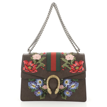 Gucci Web Dionysus Bag Embroidered Leather Medium Brown 447831
